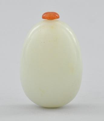 Appraisal: An Ovoid White Jade Snuff Bottle Of flattened rounded shape