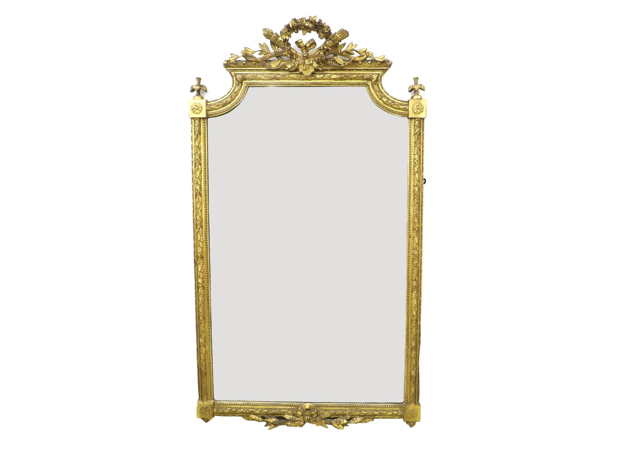 Appraisal: Antique giltwood overmantel wall mirror of shaped rectangular form mounted