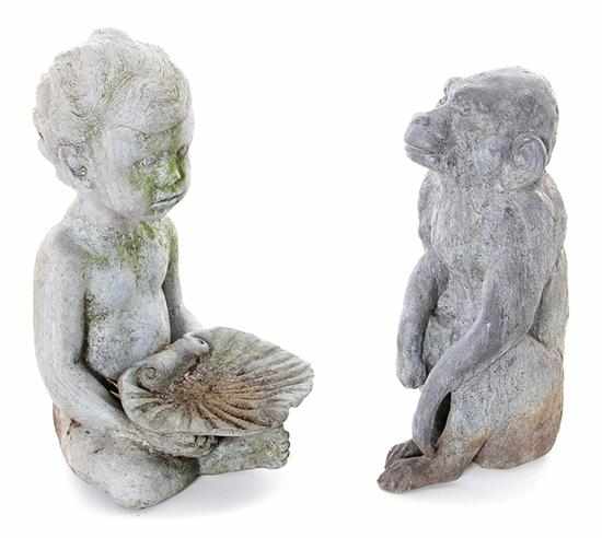 Appraisal: Pair English lead figures by H Crowther Ltd seated boy