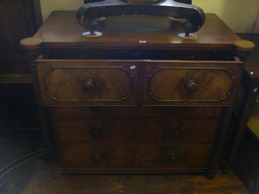 Appraisal: A Regency mahogany secretaire chest the secertaire drawer with applied