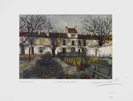 Appraisal: MAURICE UTRILLO after Le Jardin de Montmagny Color wood engraving