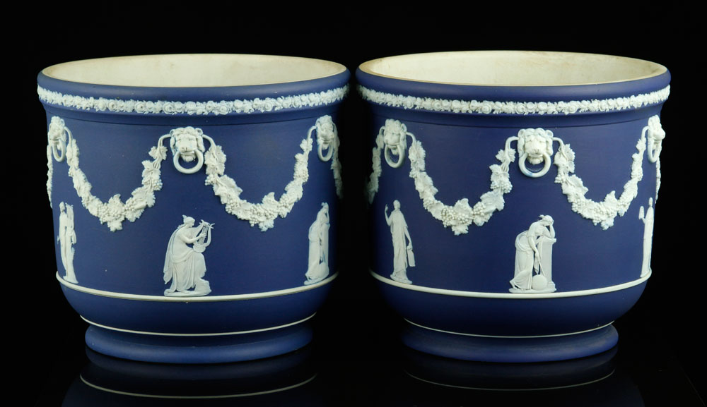 Appraisal: - Wedgwood Jasperware Flower Pots Lot of two Wedgwood Jasperware