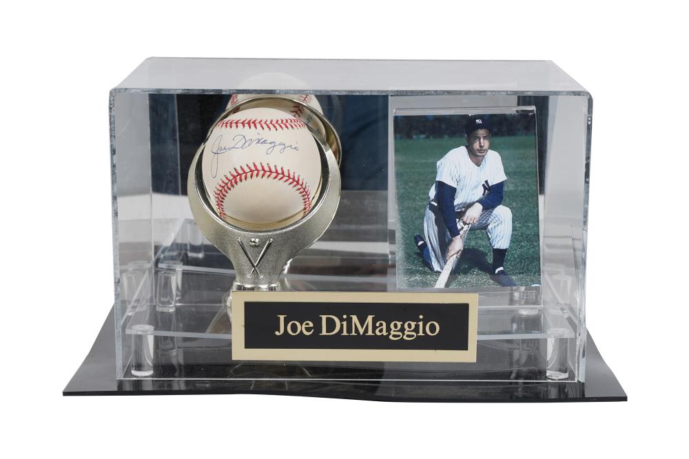 Appraisal: JOE DIMAGGIO SIGNED BASEBALLwith COA from Bang Gavel saying signature