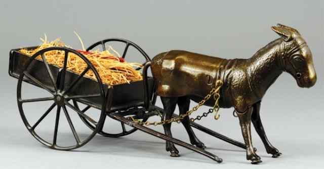 Appraisal: IVES CART WITH WALKING MULE Late 's cast iron japanned