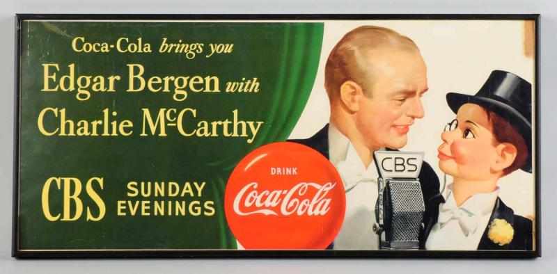 Appraisal: Paper Bergen McCarthy Coca-Cola Poster Framed under plexiglass Four stains