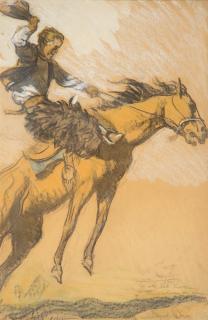 Appraisal: MAYNARD DIXON - The Buckaroo mixed media on paper x