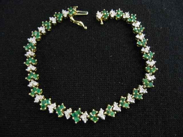 Appraisal: Emerald Diamond Bracelet round diamonds totaling carat and square calibre