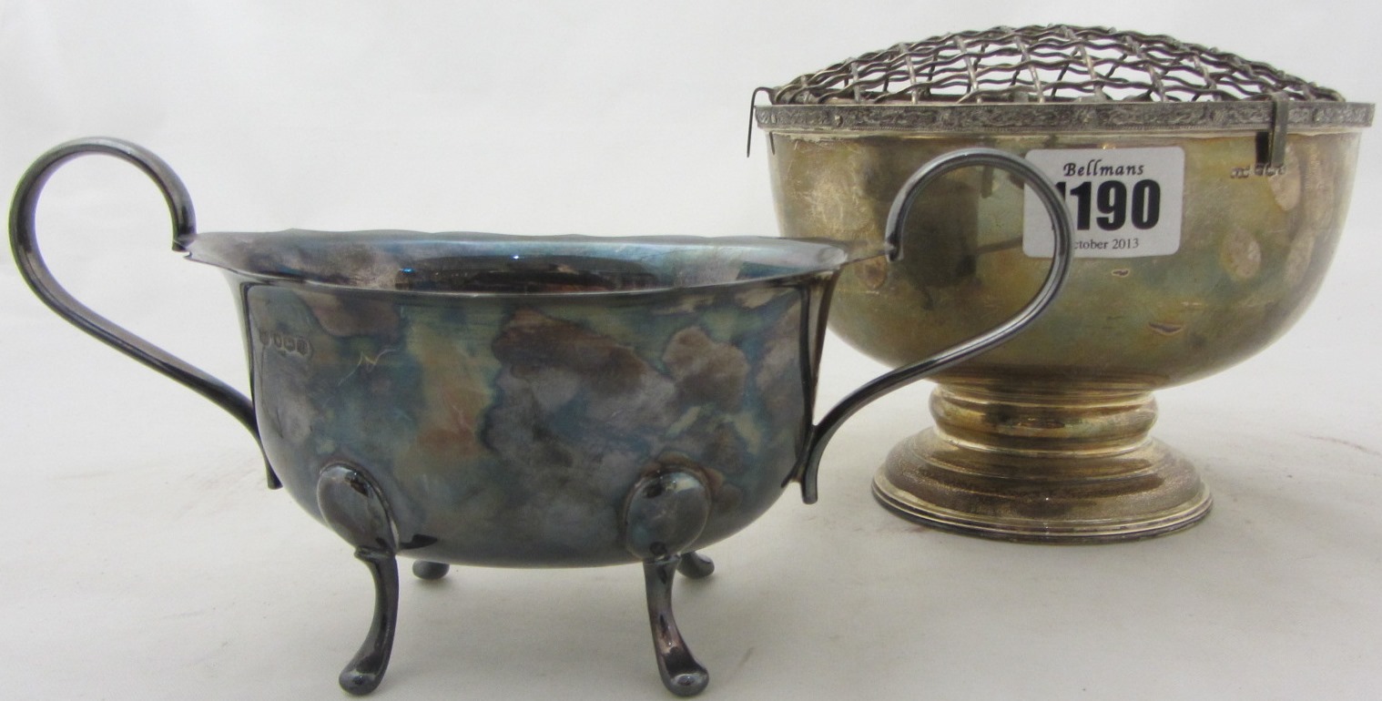 Appraisal: Silver comprising a circular small rose bowl having a decorated