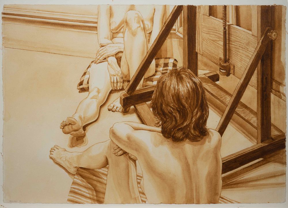 Appraisal: Philip Pearlstein American b Two Female Models Facing Easel Philip