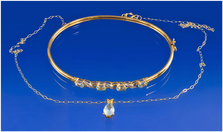 Appraisal: ct Gold Bangle Set With Four Oval Blue Sapphires Together