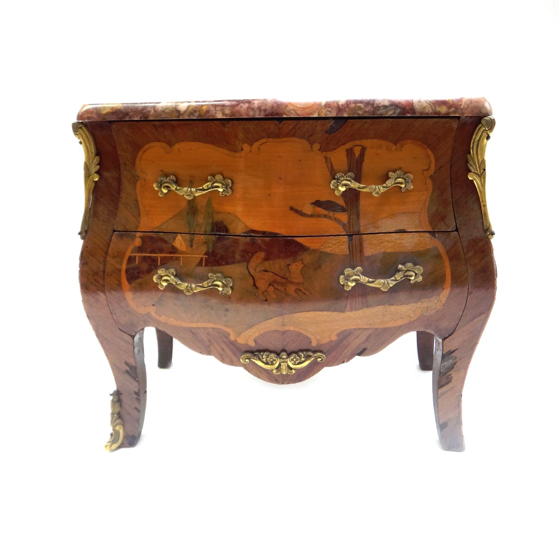 Appraisal: A Louis XV style diminutive marble top gilt metal mounted