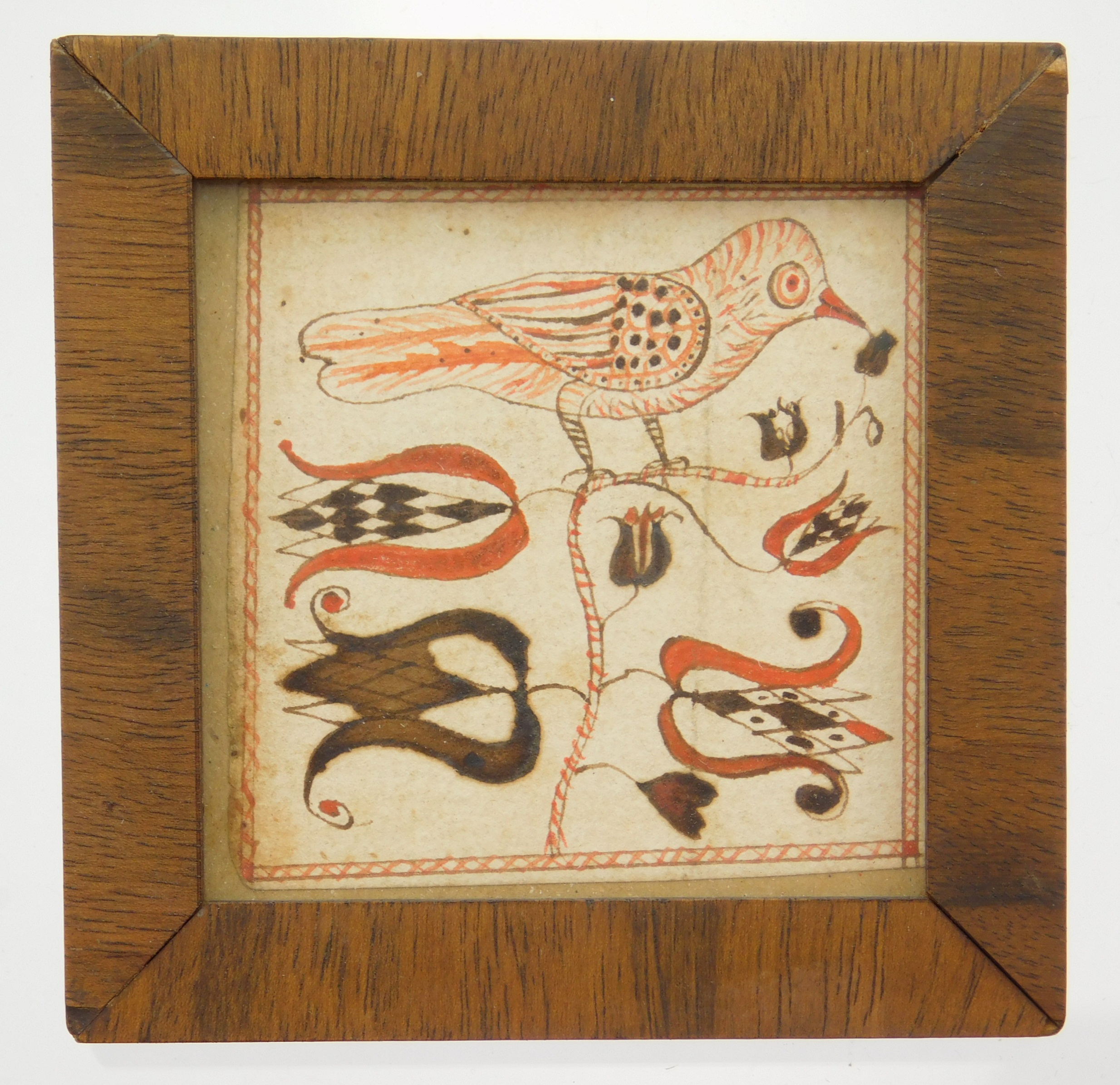 Appraisal: Late th c Pennsylvania Dutch miniature fraktur- watercolor and pen