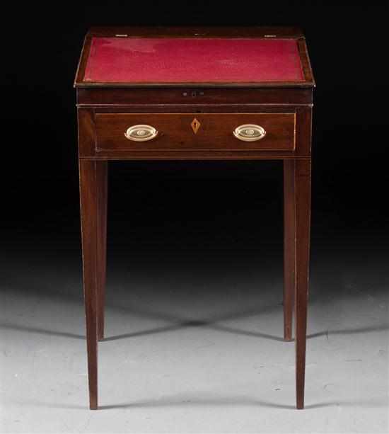 Appraisal: George IV mahogany slant-lid writing desk circa inset writing surface