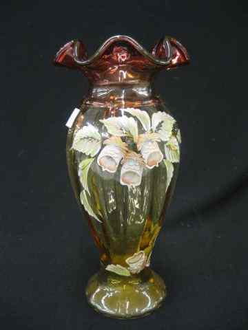 Appraisal: Amberina Art Glass Vase ribbed body '' tall excellent