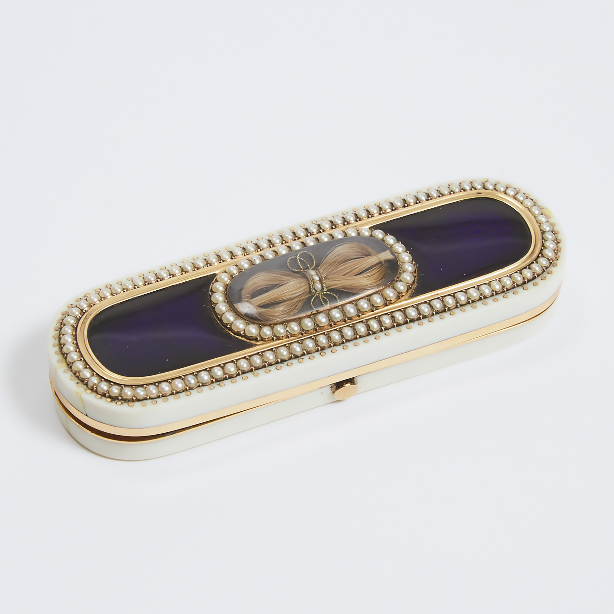 Appraisal: George III Gold Blue Enamel and Seed Pearl Mounted Ivory