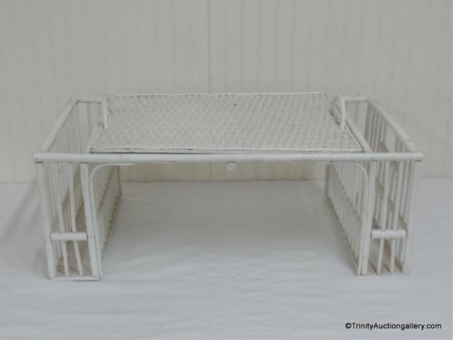 Appraisal: Wicker Rattan Bed Tray w Magazine Holders This is for