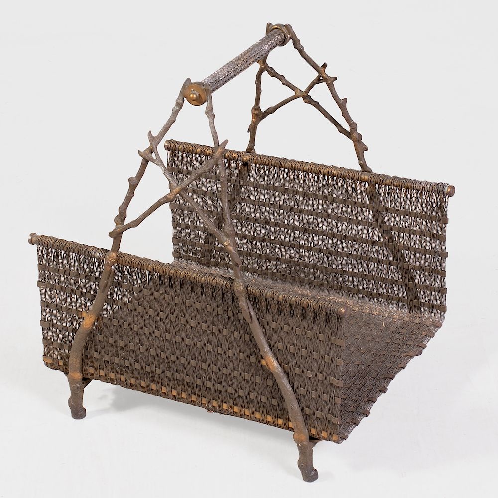 Appraisal: English Cast-Iron and Metal Kindling Basket x x in Property