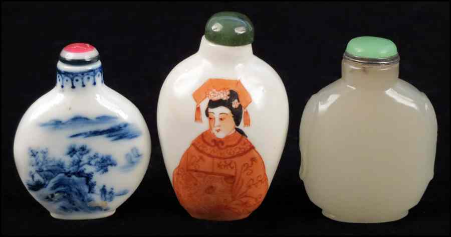 Appraisal: COLLECTION OF THREE SNUFF BOTTLES Condition No Specific Condition Recorded