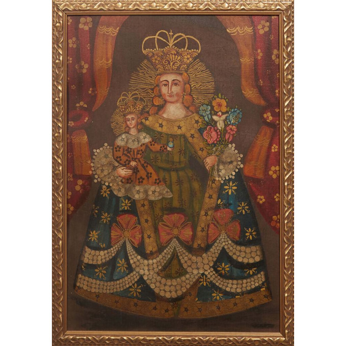 Appraisal: Cuzco School Virgin and Child early th c oil on