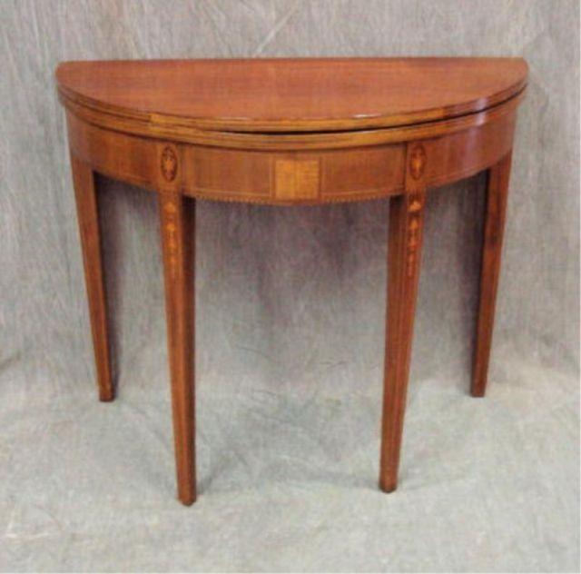 Appraisal: Sheraton Inlaid Flip Top Card Table From a Park Ave