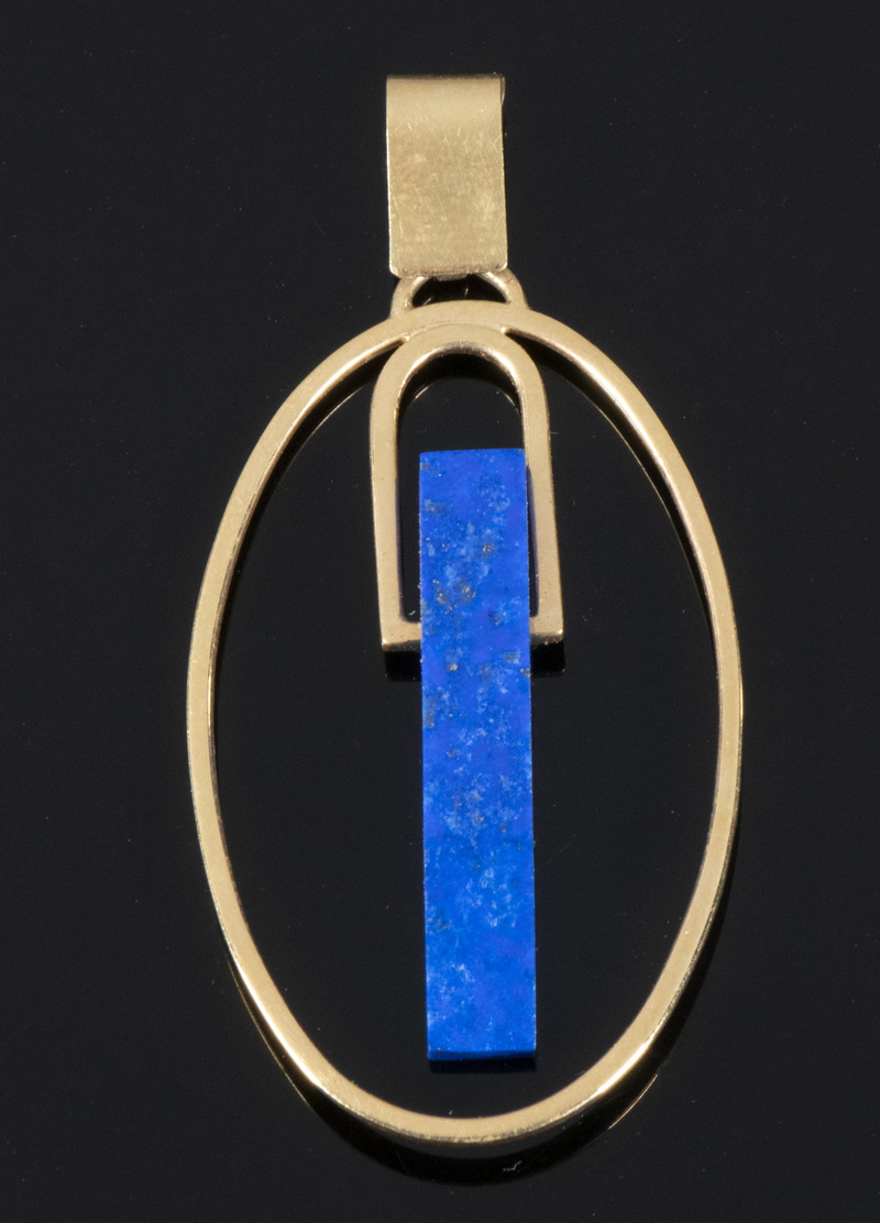 Appraisal: LADIES LAPIS LAZULI PENDANT Handmade contemporary pendant in K Yellow