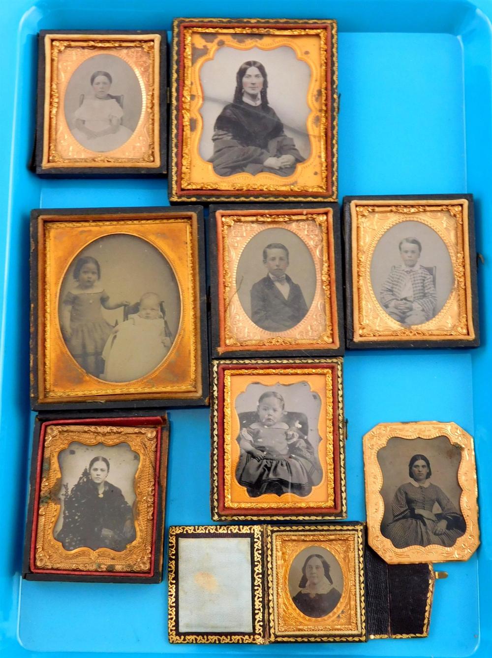 Appraisal: Early photography eleven pieces mixed assortment of tintypes and ambrotypes