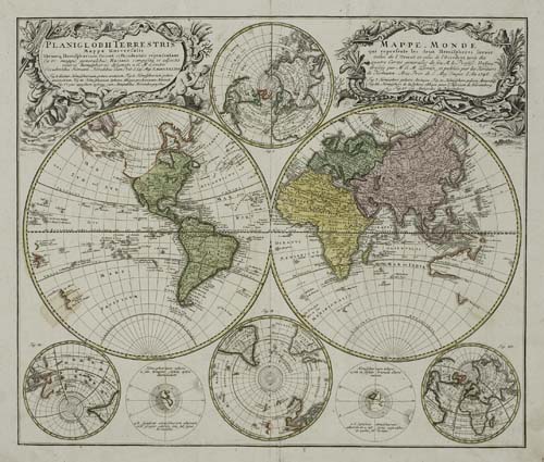 Appraisal: HOMANN HEIRS Mappe-Monde qui represente les deux Hemispheres Double-page engraved