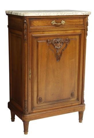 Appraisal: French Louis XVI style marble-top walnut cabinet th c a