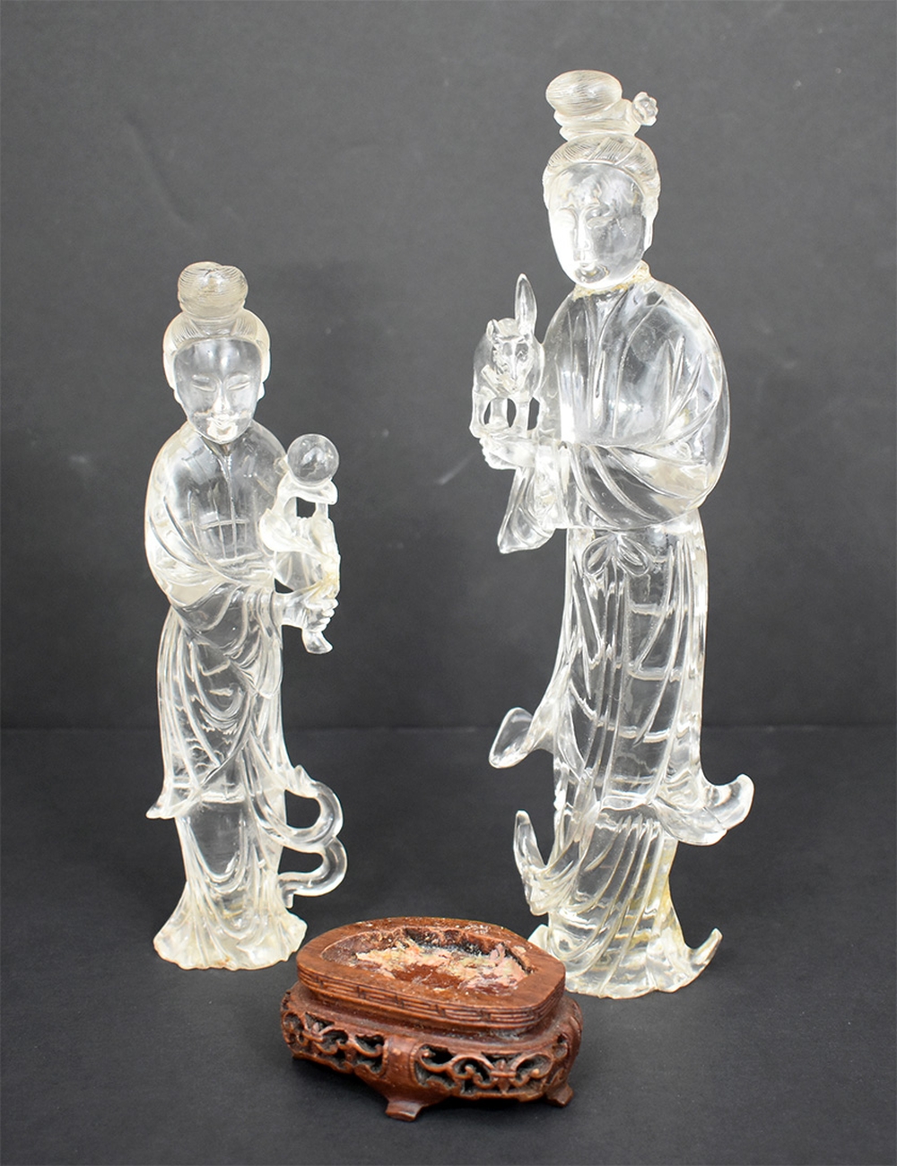 Appraisal: TWO CHINESE ROCK CRYSTAL FEMALE DEITIES th Century Each in