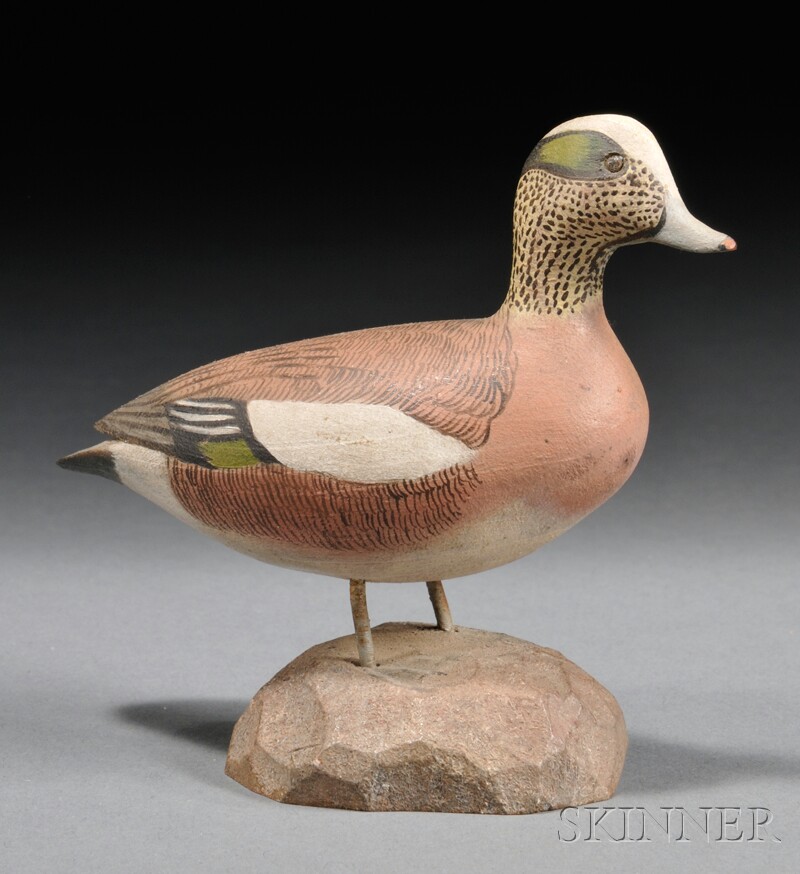 Appraisal: Jess Blackstone Miniature Carved and Painted Baldpate Duck Figure New