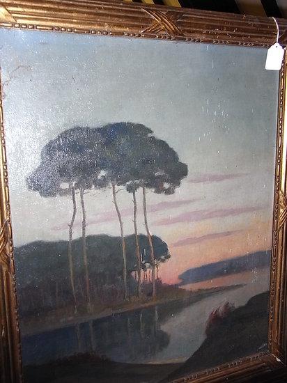 Appraisal: VICTOR ANDRE ADVIER French th Century Lake at sunset signed