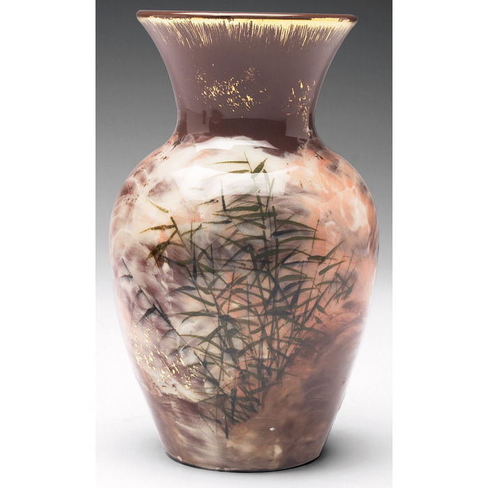 Appraisal: Early Rookwood vase limoges glaze with nicely painted grasses finely