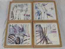 Appraisal: Set of four framed watercolours abstract themes signed lower right