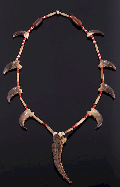 Appraisal: Plains Indian Bear Claw Turtle Tail Necklace This is a