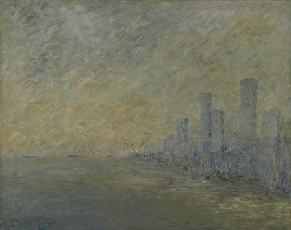 Appraisal: Manner of Guy Wiggins American - New York Skyline Oil