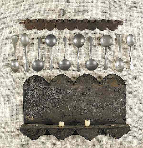 Appraisal: Tin spoon rack together with a wall sconce and a