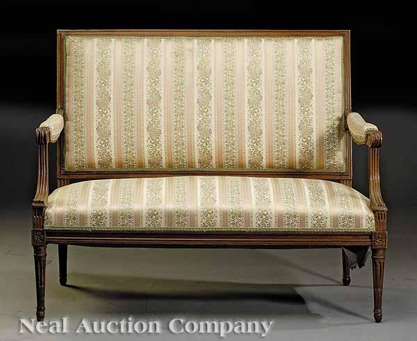 Appraisal: A Louis XVI Carved Walnut Settee late th early th