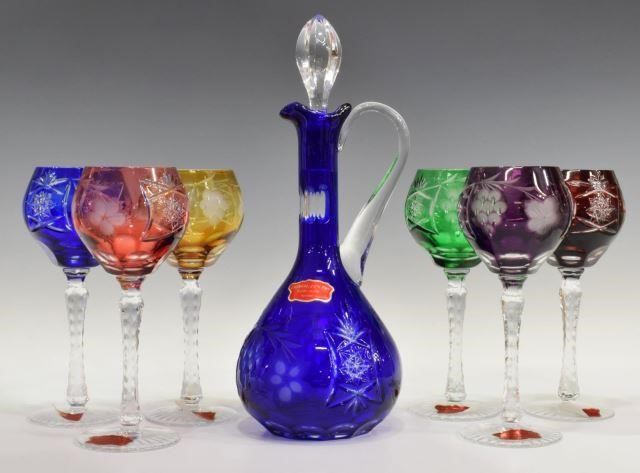 Appraisal: lot of French hand-blown cut-to-clear art glass drinks service in