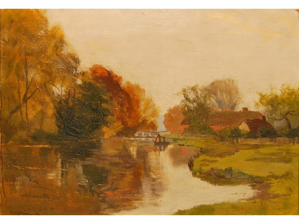 Appraisal: C W Strange - 'The Canal at Padworth Reading' oil