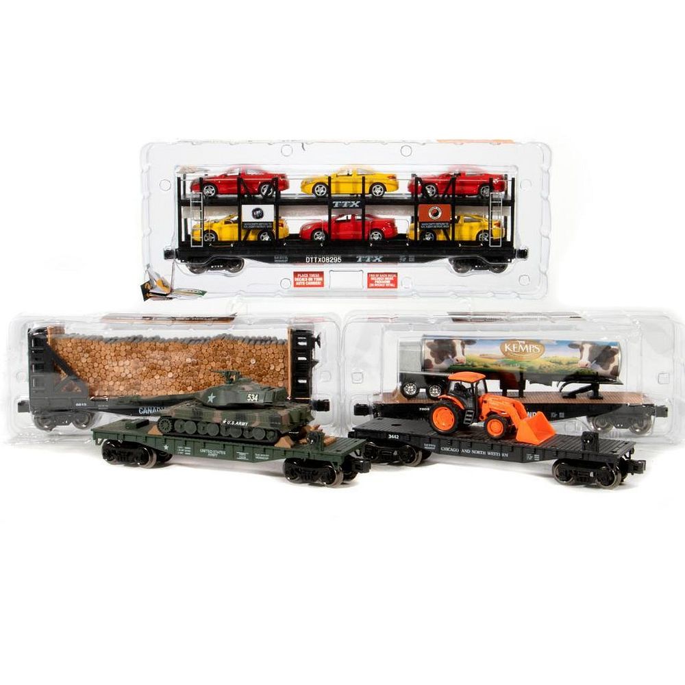 Appraisal: Menards O Gauge Freight Cars - Rock Island Flat with