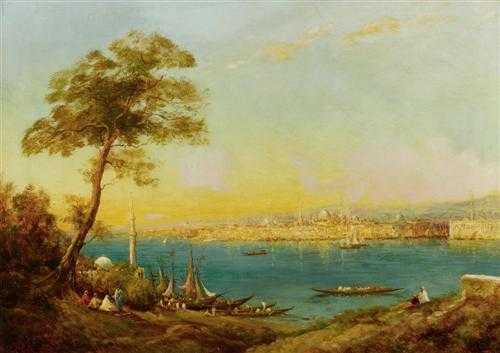 Appraisal: ANONYMOUS TH CENTURY View of Istanbul Oil on canvas Indistinctly