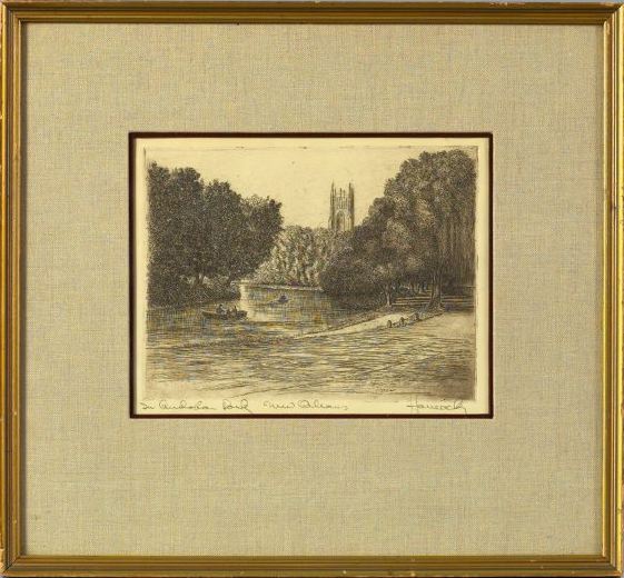 Appraisal: James Carl Hancock American Louisiana - In Audubon Park etching