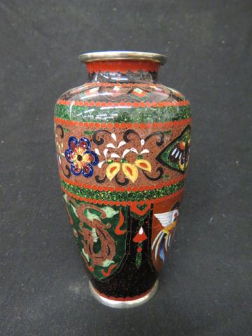 Appraisal: Japanese Cloisonne Vase butterfly dragon phoenix designs silver wirework superb