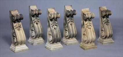 Appraisal: SET OF SIX TERRACOTTA BRACKETS Each x x in Christie's