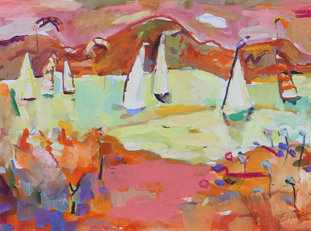 Appraisal: Annette Edgar British Contemporary Sailboats Isigned lower right gouache cm