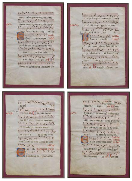 Appraisal: Four Illuminated Manuscript Leaves probably th century or earlier sacred