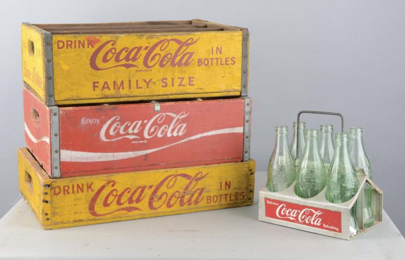 Appraisal: Lot Of Coca Cola Items Includes - painted wooden crate