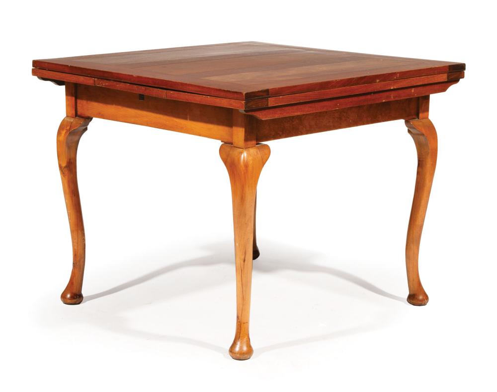 Appraisal: Queen Anne-Style Walnut Extension Table two pull out leaves cabriole