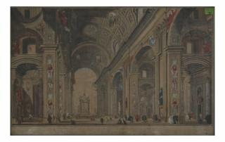 Appraisal: Saint Peter's Basilica Engraving Saint Peter's Basilica Vatican Rome hand-colored