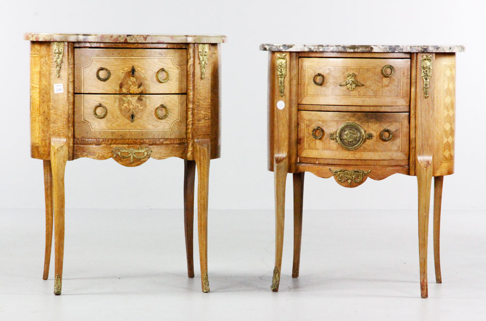 Appraisal: - th C Pair Marble Top Side Tables th century